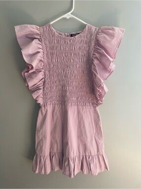 Nasty Gal Pink Smocked Ruffle Sleeve Mini Dress | Size 6